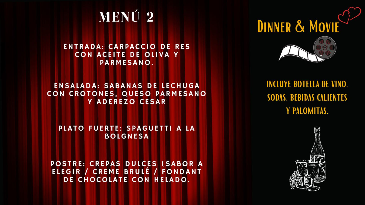 Dinner and movie para parejas