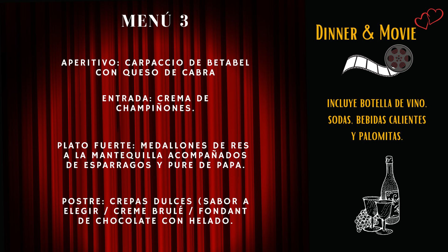 Dinner and movie para parejas